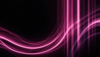 Abstract curved vertical light stripes in pink and magenta hues, glowing softly against a black background, elegant minimal style.