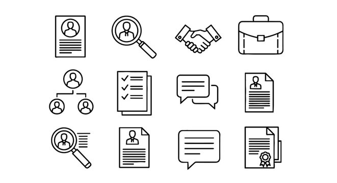 Business Hiring and Recruitment Process Illustration:  Job Search,  Career Opportunities, and Team Building Concepts for Human Resources, Employment Agencies, and Corporate Communications, Emphasizing - Powered by Adobe