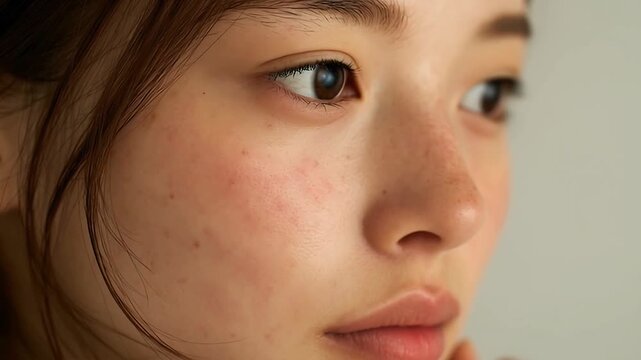 Asian beauty face skin care routine makeup tutorial eyes lips model natural look close up portrait