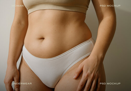 Underwear Mockup On Woman Psd