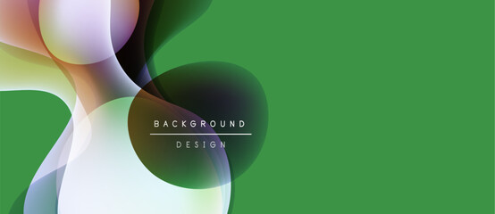 Abstract fluid shapes overlap, creating vibrant color gradients. Green dominates right side, text reads background design. Modern aesthetic.
