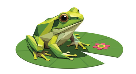 Obraz premium Origami Frog Sitting on a Lily Pad.