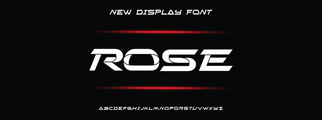 Sports modern tech font typography. MINIMAL vector typeface for a company. Modern gaming fonts for logo design.