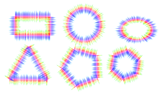 Colorful geometric shapes on transparent background