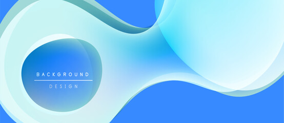Fototapeta premium Abstract blue background design. Smooth flowing shapes create dynamic visual effect. Gradient colors offer modern aesthetic.
