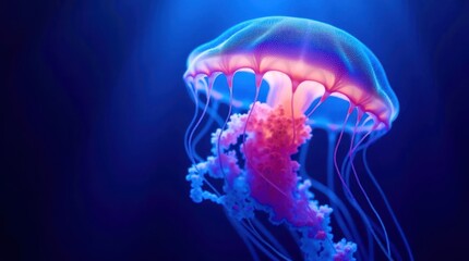 A jellyfish is floating in the water