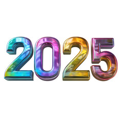 Vibrant numbers display the year 2025 in shiny colors, ideal for festive decorations and New Year celebrations