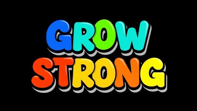 Watch vibrant animated text soar with a powerful message of growth and strength, perfect for motivational content, children's learning videos, and inspiring positive messages that uplift audiences