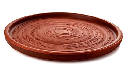 Rustic Terracotta Plate with Spiral Design, Handmade Pottery.
