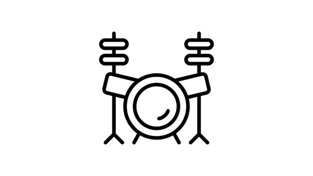 A linear animated icon of musical drums at event