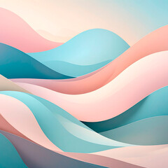 Fototapeta premium Soft abstract shapes with smooth lines and pastel gradients in beige, pink, and sky blue