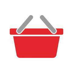 Red shopping basket icon flat design simple vector commerce retail purchase online store vector