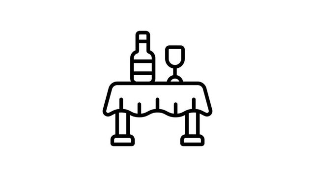 A linear animated icon showing decorated wine tasting table