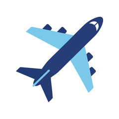 Obraz premium Modern blue jet airplane icon top view aviation travel transportation concept vector