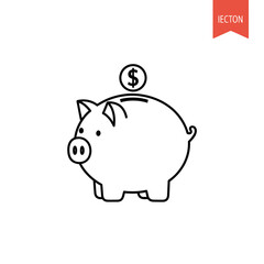 Obraz premium Piggy Bank with Dollar Coin Icon.