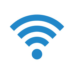 Blue wifi signal icon representing wireless internet connection and network signal strength symbol vector