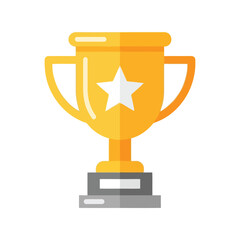 Golden champion trophy with star award for first place achievement and victory symbol vector