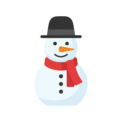 Festive snowman character wearing hat and scarf for winter holidays vector
