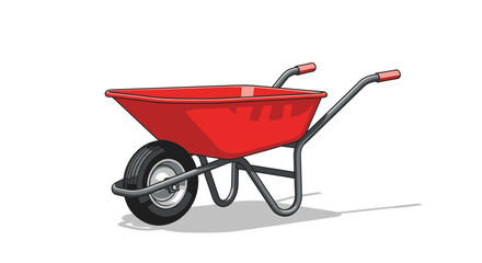 Red Wheelbarrow Isolated on White Background.