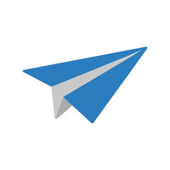 Origami blue paper airplane flying forward symbolizing business travel ideas creativity vector
