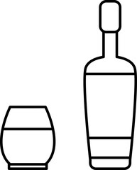 Drinks thin line icons set. Beverages and smoothies icon set. Cold water, cocktails, juice, hot drinks, champagne and wine glasses, coffee and tea vector symbols collection. Outline beverage menu set