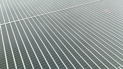 Water buoy platform array for Floating Solar Panel farm. Solar panel PV System in Industry lake