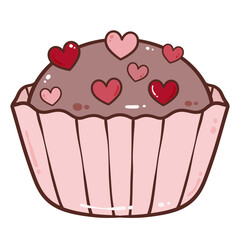 Cupcake with Hearts Topping illustration 
	