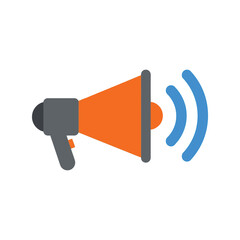 Megaphone announcement symbol sound waves communication alert marketing promotion speaker advertising vector