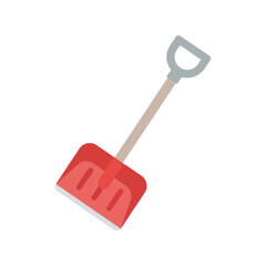 Red snow shovel tool for winter snow removal and outdoor work equipment vector