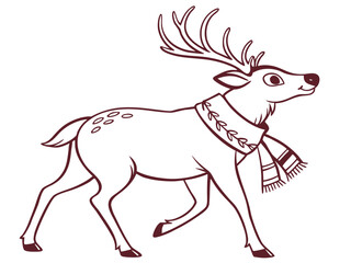 Reindeer with Scarf Winter Illustration