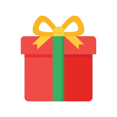 Festive red gift box with yellow bow celebration surprise present vector