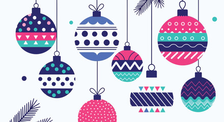 Festive Christmas Ornaments A Colorful Celebration of the Holiday Season with Unique Designs