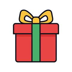 Red gift box with yellow bow festive celebration surprise present icon vector