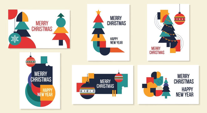 Geometric Christmas Greeting Cards Modern Festive Designs for Holiday Cheer and Celebrations