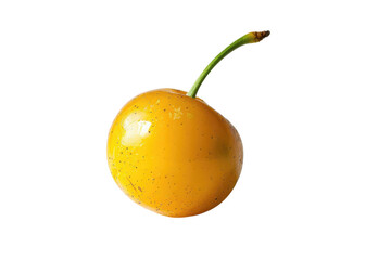 A single yellow cherry fruit on transparent background