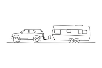 Simple continuous line of Towing on action. Simple line, creativity, vector.