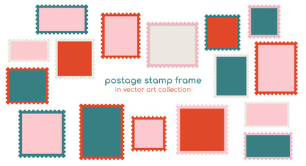 Postage stamp - cute frame with empty background in vector art collection set for Christmas Event