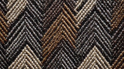 Tweed textile pattern, brown and grey tones, woven diagonal structure, classic British style.