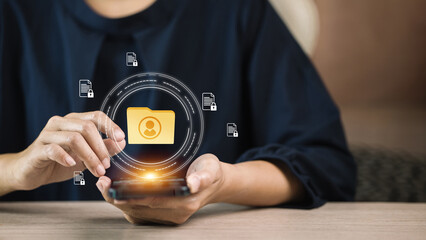 Personal data protection on smartphone, user information security and digital privacy management concept