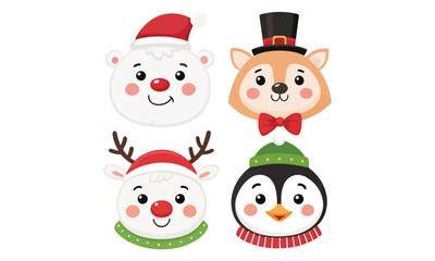 Cute Christmas Illustrations Collection – Santa Claus, Snowman, Reindeer, Christmas Trees, Gifts & Holiday Decorations