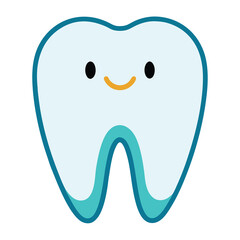 Happy tooth with a smile, dental care and oral hygiene concept in vector