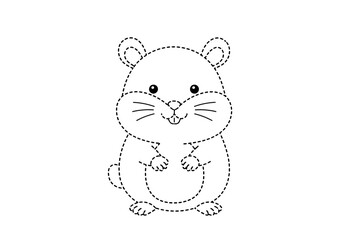 Black and white dottodot drawing of a cute hamster outline