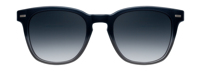 Two-tone blue and gray frame sunglasses with gradient lenses.