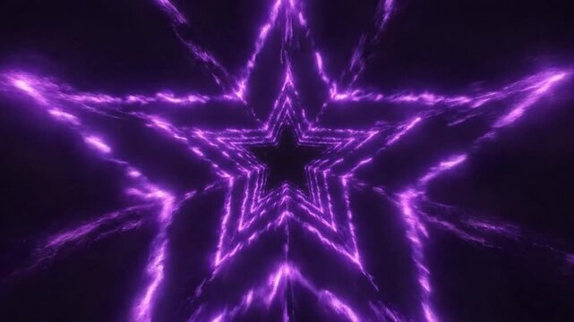 Neon Star Shaped Tunnel with Purple Laser Light Movement