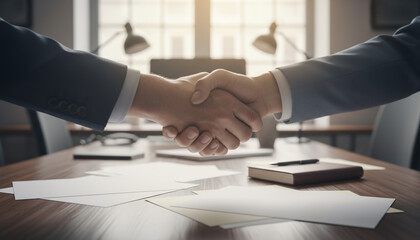 Business Handshake Professionals Agreeing On A Deal In A Modern Office Setting