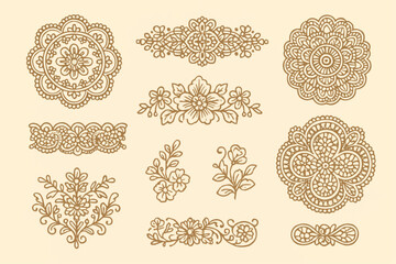 繊細なレース模様のイラストセット