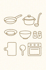 ナチュラルテイストのキッチン・料理イラストセット