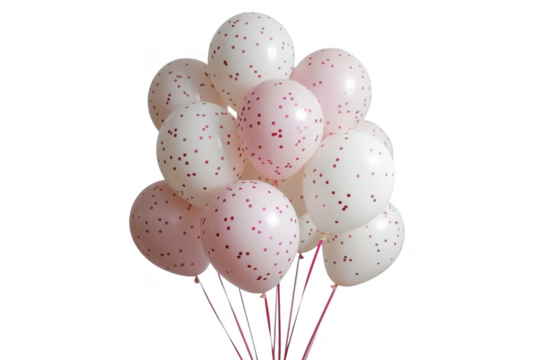 Balloons with confetti design on transparent background - Powered by Adobe