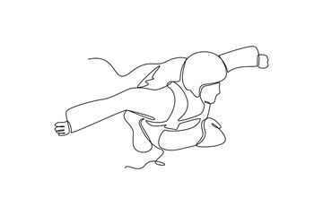 Simple continuous line of paragliding activity. Simple line, creativity, vector.