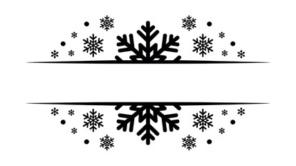 Decorative snowflake border design for winter or holiday text